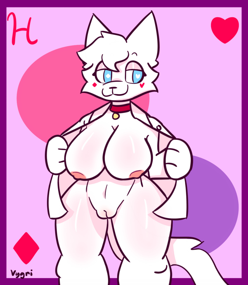 anthro breasts domestic_cat exposed_breasts felid feline felis female fur genitals hi_res hilda_(vygri) mammal pussy solo vygri white_body white_fur