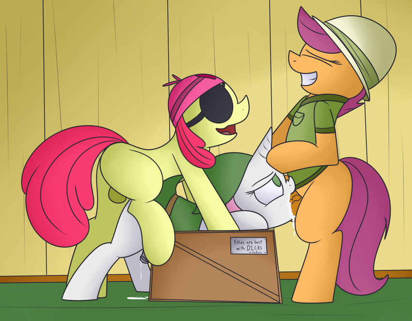 anal apple_bloom_(mlp) backsack balls butt clothed clothing cub cum cum_in_mouth cum_inside cutie_mark_crusaders_(mlp) dickgirl dickgirl/dickgirl earth_pony equine eyes_closed fellatio feral friendship_is_magic green_eyes group group_sex half-closed_eyes hand_on_head horn horse intersex intersex/intersex mammal mr_rottson my_little_pony open_mouth oral pegasus penis pony scootaloo_(mlp) sex smile spitroast sweetie_belle_(mlp) teeth tongue unicorn wings young