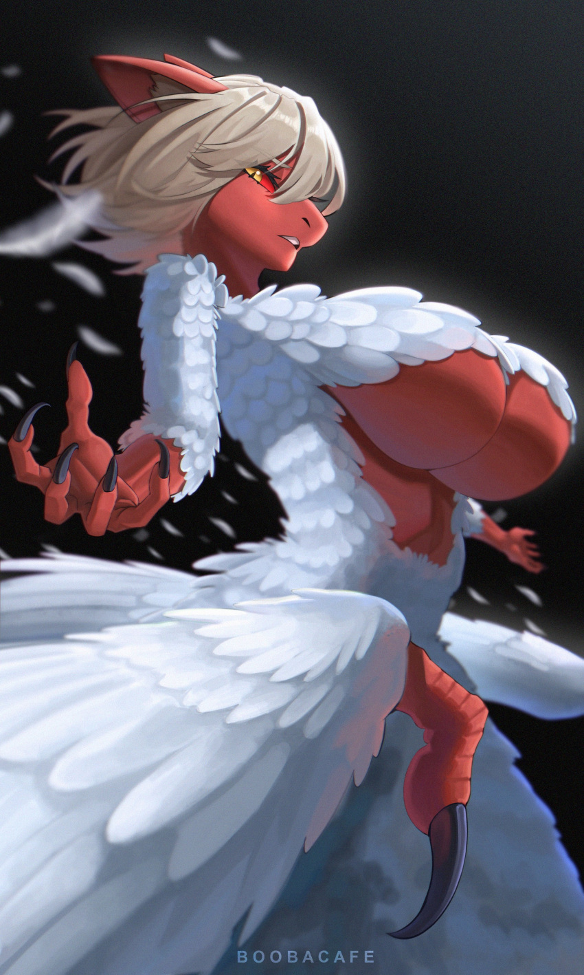 2024 absurd_res anthro big_breasts boobacafe breasts claws delicious_in_dungeon dragon dragon_taur falin_touden feathered_dragon feathered_scalie feathered_wings feathers female hi_res looking_aside looking_at_viewer looking_down looking_down_at_viewer mythological_creature mythological_scalie mythology scalie solo taur under_boob wing_claws wings