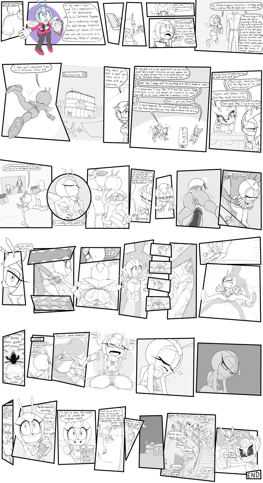 absurd_res anthro archie_comics blush bodily_fluids building cassia_the_pronghorn clipboard clove_the_pronghorn desk duo eyewear female furniture glasses hb_lint hi_res human human_penetrating idw_publishing jewel_the_beetle male male/female mammal penetration racism sega sonic_the_hedgehog_(archie) sonic_the_hedgehog_(comics) sonic_the_hedgehog_(idw) sonic_the_hedgehog_(series) suicidal sweat table vaginal vaginal_penetration verbal_abuse wings