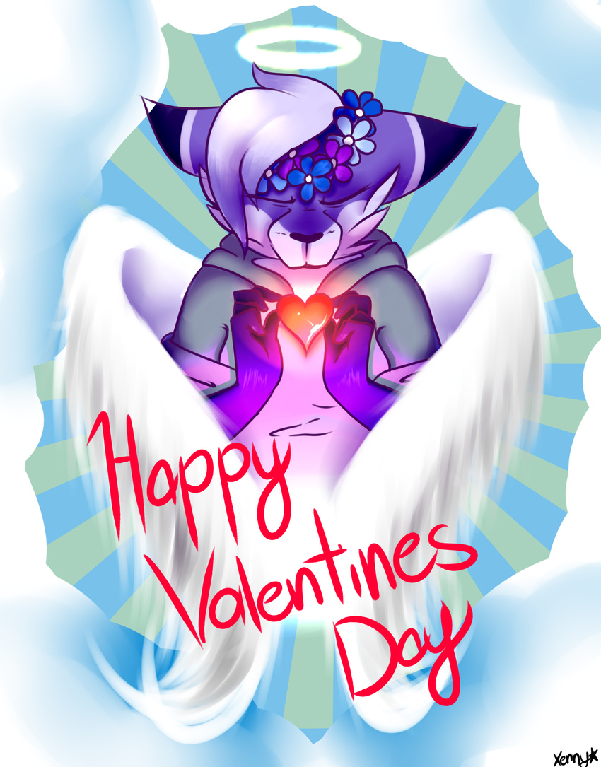 &lt;3 angel canine disciple flower_crown fox holidays mammal valentine's_day wings xenny