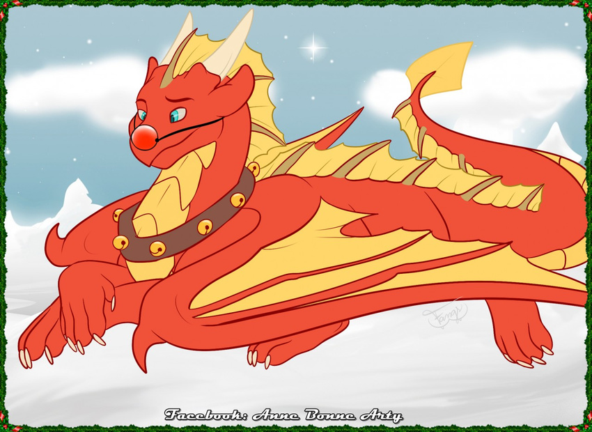 christmas claws crest digital_media_(artwork) dragon feral holidays lying male nanoo red_scales scales scalie silly simple_background wings yolfrin