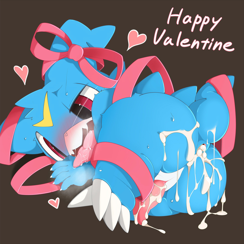 &lt;3 after_sex animal_genitalia anthro anus blush butt cum cum_drip cum_from_ass cum_leaking digimon dripping erection gaping gaping_anus genital_slit holidays leaking leaking_anus lying male messy nekokagebevil nude on_side open_mouth panting ribbons saliva saliva_string scalie slit solo sweat valentine's_day veemon