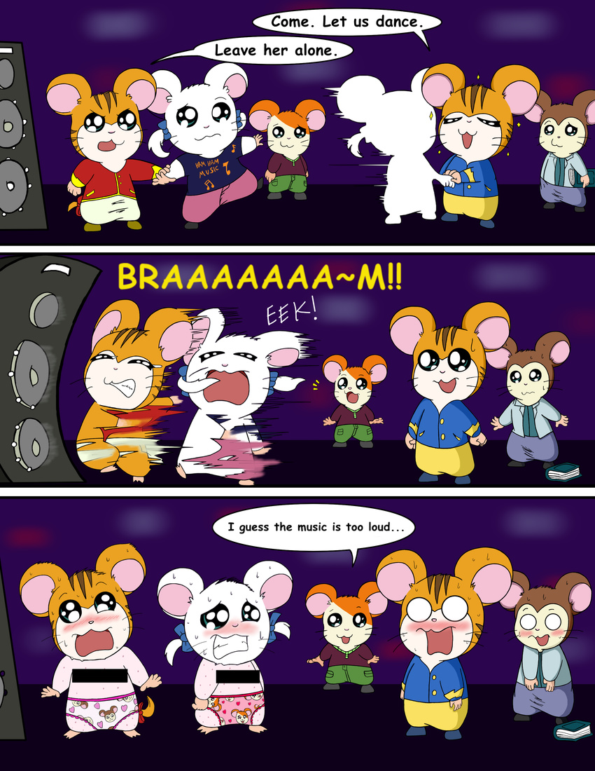 bijou clothed clothing cmnf degradation embarrassed embarrassing enf exposed female hamster hamtaro hamtaro_(series) heart_panties humiliated humiliation male males/females mammal maxwell maxwell_(hamtaro) panties public rodent sandy sandy_(hamtaro) sdcharm_(artist) shaved shaving silly stan stan_(hamtaro) topless underwear wardrobe_malfunction