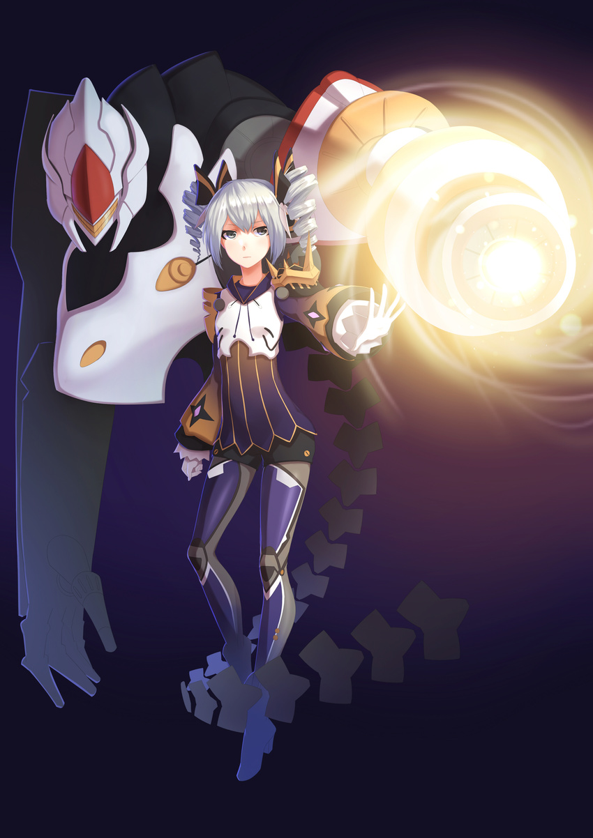 absurdres benghuai_xueyuan bronya_zaychik drill_hair full_body fuuko_chan gloves grey_eyes grey_hair highres short_hair solo twin_drills