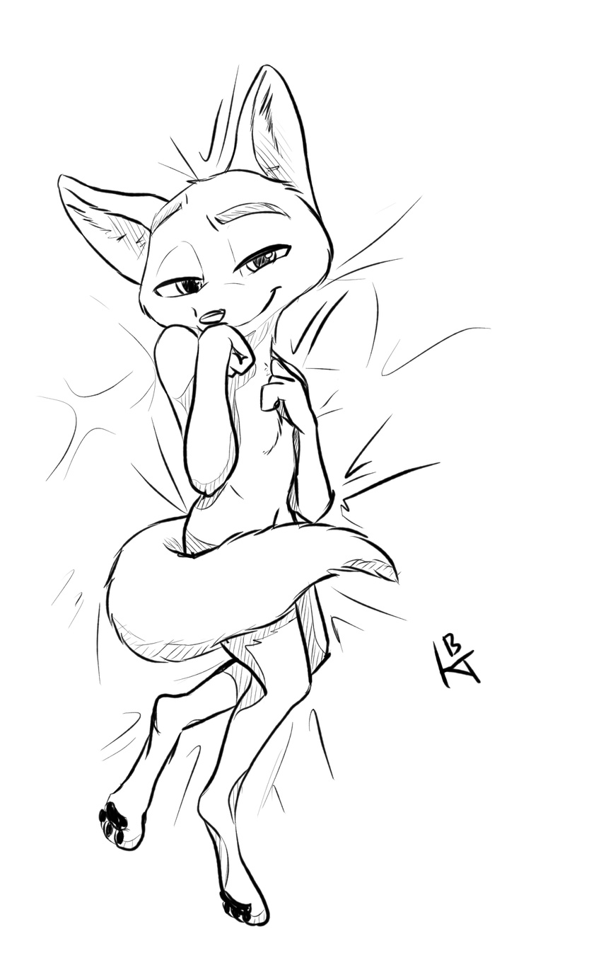 2017 anthro arctic_fox black_and_white canine convenient_censorship dakimakura_design disney female flat_chested fox ittybittykittytittys looking_at_viewer lying mammal monochrome on_back simple_background skye_(zootopia) smile solo tail_censorship white_background zootopia