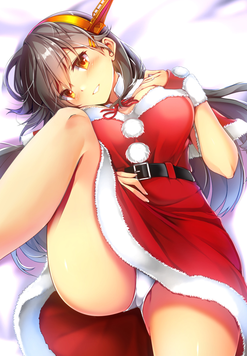 breast_hold christmas haruna_(kancolle) kantai_collection pantsu tsukui_kachou