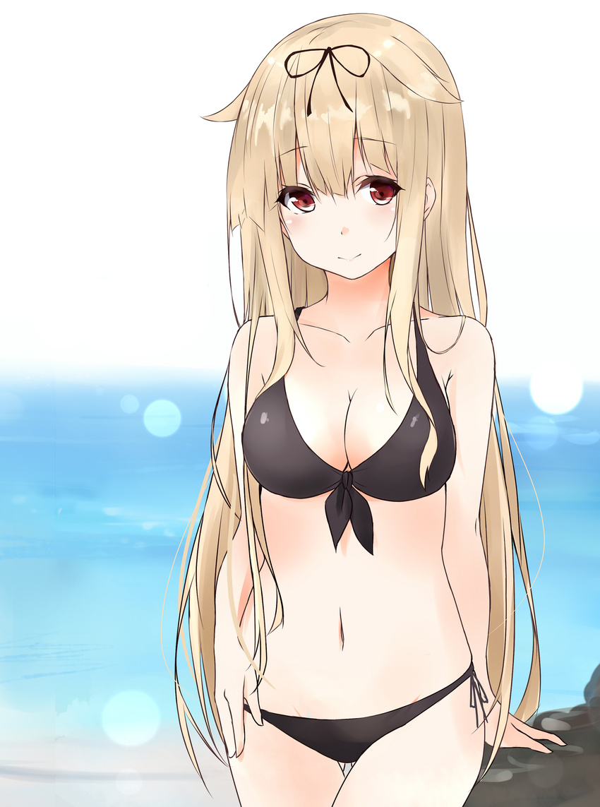 bikini cleavage kantai_collection saku_(kudrove) swimsuits yuudachi_(kancolle)