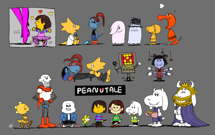 &lt;3 alphys animated_skeleton arachnid arthropod asgore_dreemurr asriel_dreemurr bone boss_monster caprine chara_(undertale) english_text eye_patch eyewear flora_fauna flowey_the_flower ghost glasses goat hat human lizard machine mad_dummy mammal melee_weapon mettaton monster_kid muffet musical_instrument napstablook papyrus_(undertale) peanuts piano plant polearm protagonist_(undertale) reptile robot salihombox sans_(undertale) scalie skeleton spear spider spirit text top_hat toriel undead undertale undyne video_games weapon