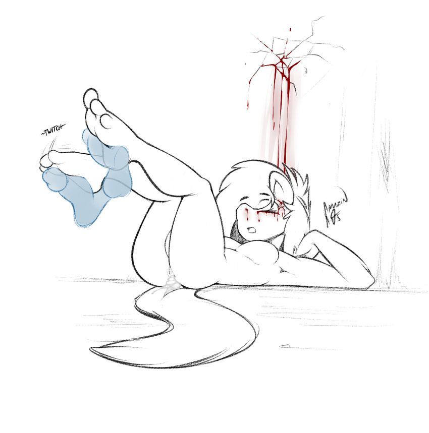 3_toes against_wall amazin-arts anthro blood blood_drip cocaine corpse death disembodied_hand drugs equine feet female fight forced horse humanoid_feet killing mammal murdered my_little_pony nosebleed simple_background toes twitch white_background