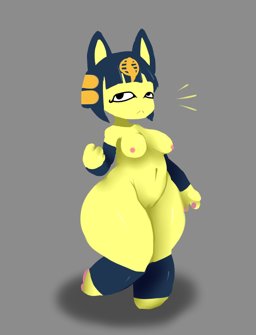 2016 animal_crossing ankha anthro big_butt breasts butt cat clitoris clothing feline jaynatorburudragon legwear mammal nintendo nipples nude pussy video_games