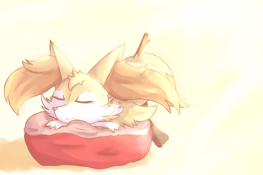 2017 ambiguous_gender black_fur braixen canine cute eyes_closed fox fur mammal nintendo nude pillow pok&eacute;mon red_fur red_nose sleeping smile solo stick unknownlifeform video_games white_fur yellow_fur