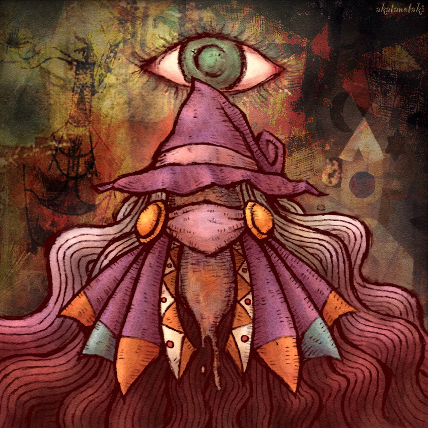 1girl drawcia eye female kirby_(series) nintendo purple_hair solo very_long_hair witch witch_hat