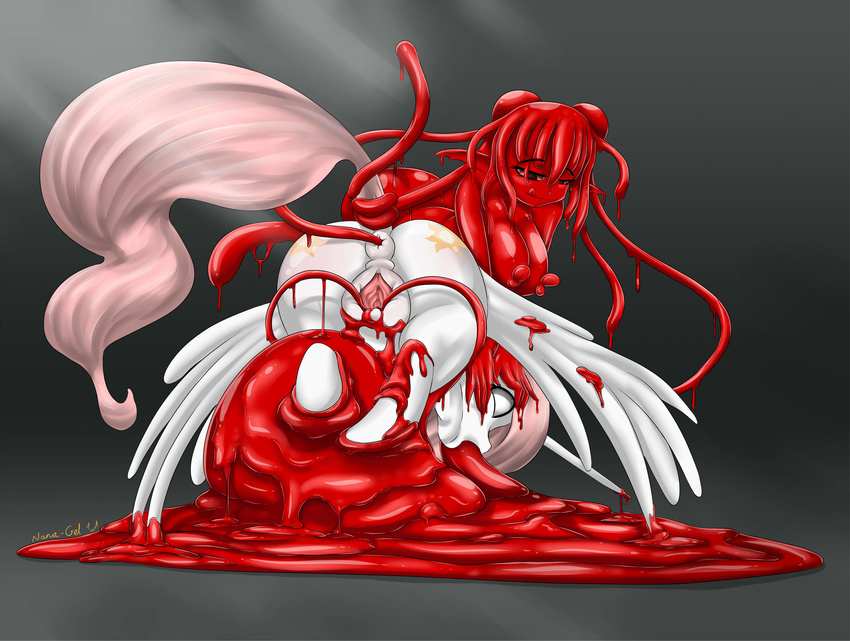 anal anal_penetration big_breasts breasts cutie_mark dripping encasement fan_character feathered_wings feathers female forced friendship_is_magic goo my_little_pony nana_gel nipple_mouth open_mouth penetration princess_celestia_(mlp) princess_molestia rape red-gel(candy) restrained simple_background slime tentacles vaginal vaginal_penetration vore wings