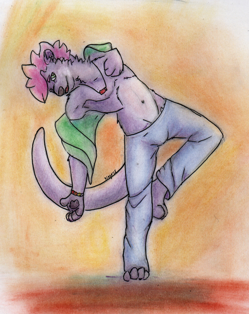 &lt;3 2018 anthro da dancing eldingo_(artist) fur male mammal mustelid open_mouth otter simple_background solo traditional_media_(artwork) young