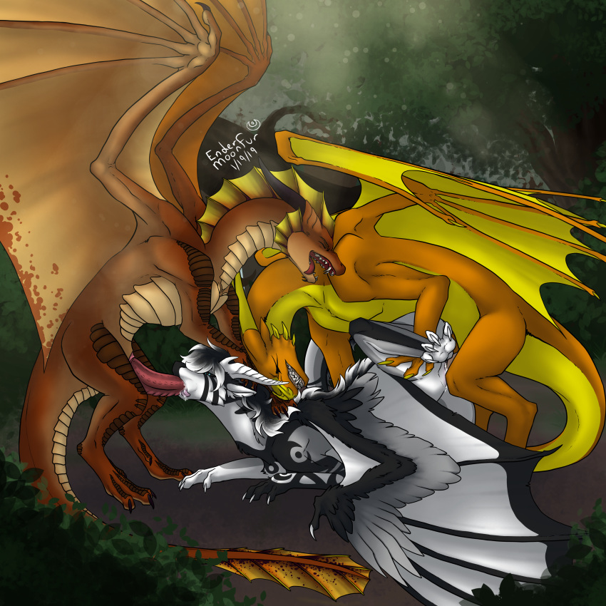 2019 3_toes brown_scales claws cum cum_in_mouth cum_in_pussy cum_inside digital_media_(artwork) digitigrade dragon ender_(endermoonfur) endermoonfur erection fellatio female feral feral_on_feral forest from_behind_position fur group group_sex hi_res male male_penetrating membranous_wings oral orange_scales orgasm orgy penetration penis pussy ric'axoarrth ryelos scales scalie sex simple_background toes tongue tongue_out tree vaginal vaginal_penetration western_dragon white_fur wings