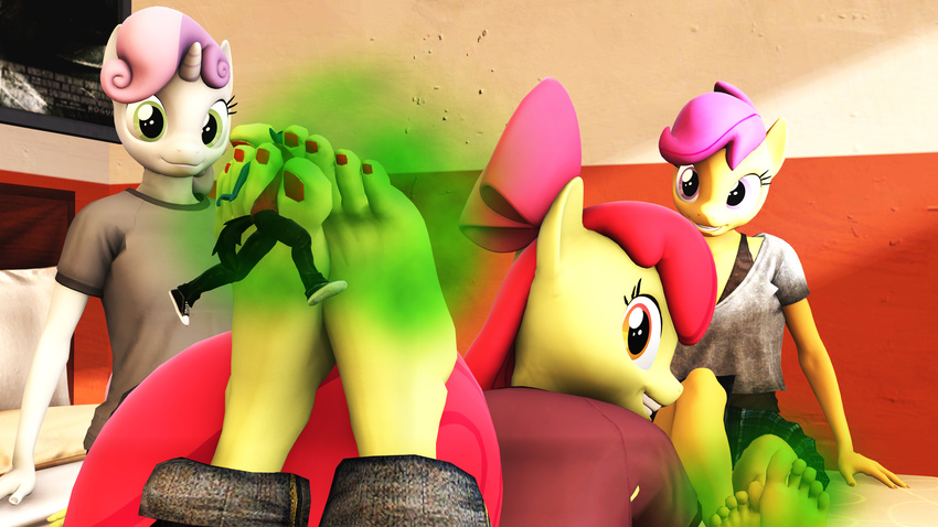 3d_(artwork) anthro apple_bloom_(mlp) child cub cutie_mark_crusaders_(mlp) digital_media_(artwork) domination donkboy feet female female_domination foot_worship friendship_is_magic licking macro male micro my_little_pony nick scootaloo_(mlp) shota smelly soles sweetie_belle_(mlp) toes tongue tongue_out young