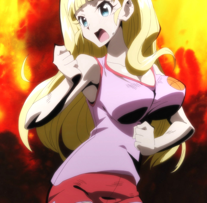 1girl akiba's_trip akiba's_trip_the_animation arisa_ahokainen blonde_hair blue_eyes breasts large_breasts long_hair solo tagme