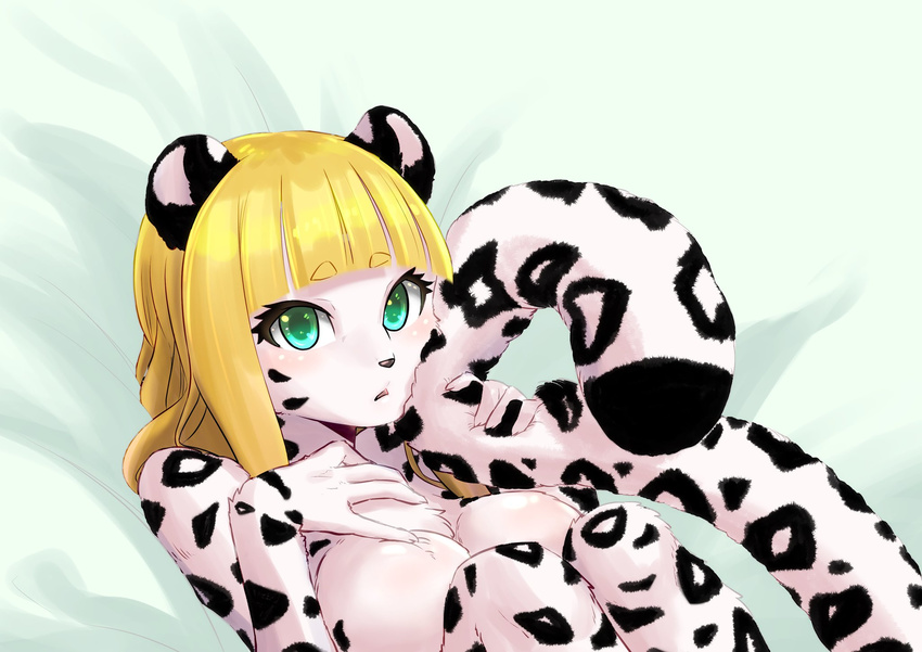 artist_request furry nude short_hair snow_leopard teal_eyes