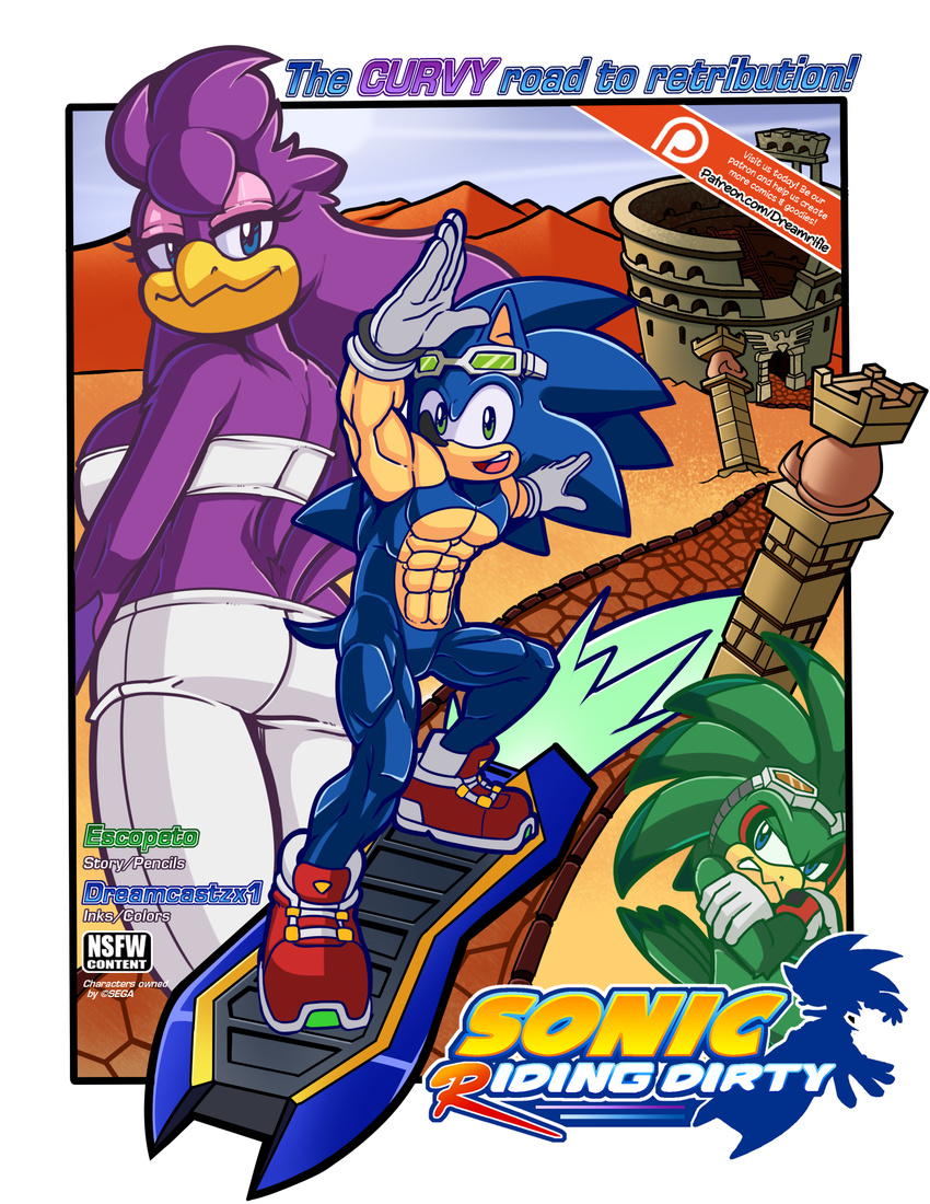 avian big_breasts bird breasts cover dreamcastzx1 escopeto female hawk hedgehog jet_the_hawk male mammal muscular sonic_(series) sonic_riders sonic_the_hedgehog swallowing wave_the_swallow