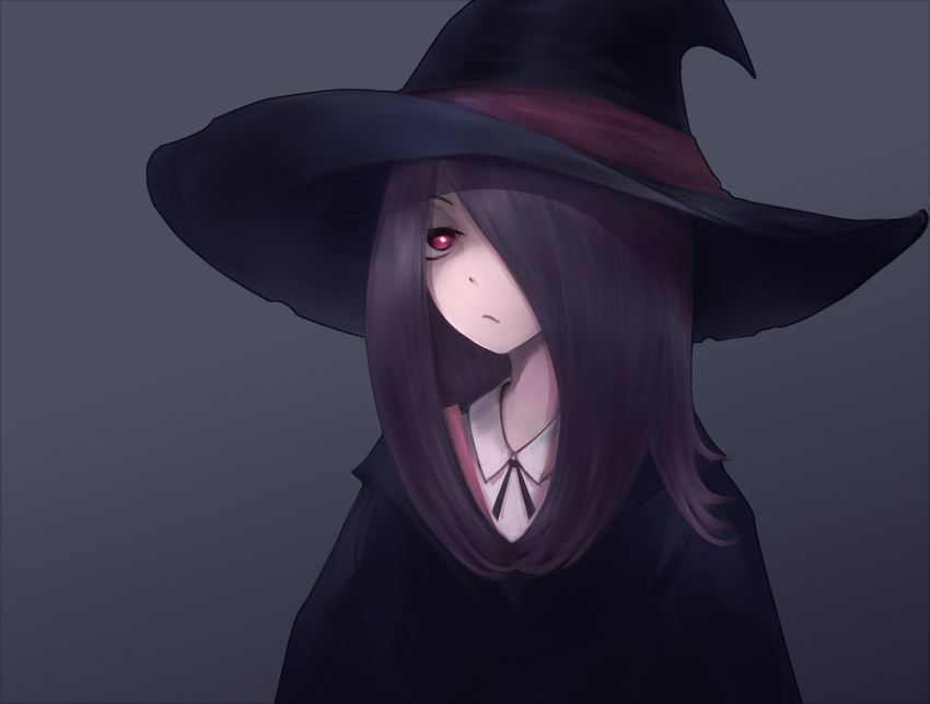 hair_over_one_eye hat little_witch_academia md5_mismatch pale_skin rebyo simple_background solo sucy_manbavaran witch witch_hat