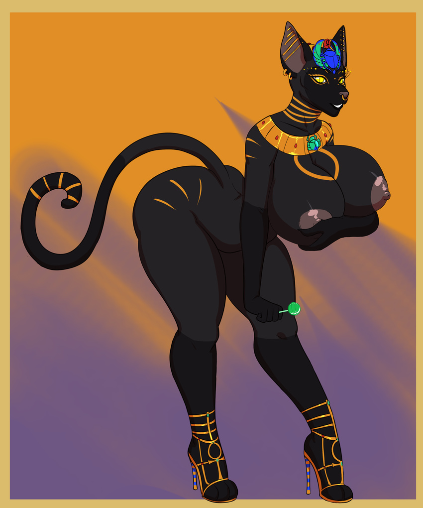 bastet big_breasts big_butt breast_expansion breasts bubble_butt butt butt_expansion clothing deity egyptian footwear headdress high_heels huge_breasts huge_butt hyper hyper_breasts jewelry nafretiri_(molliemare) rileyserenity royalty sandal_heels shoes thick_thighs voluptuous wide_hips