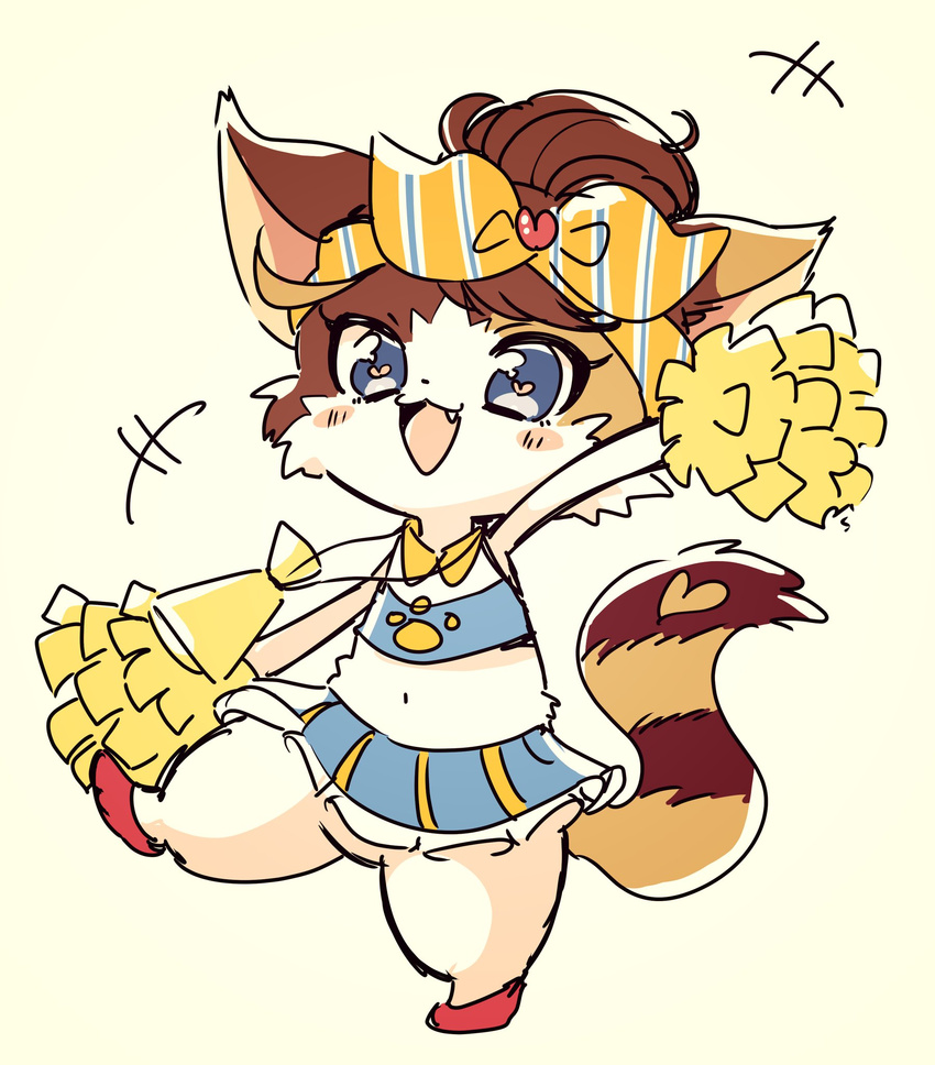 artist_request blue_eyes brown_hair cat cat_busters cheerleading furry open_mouth