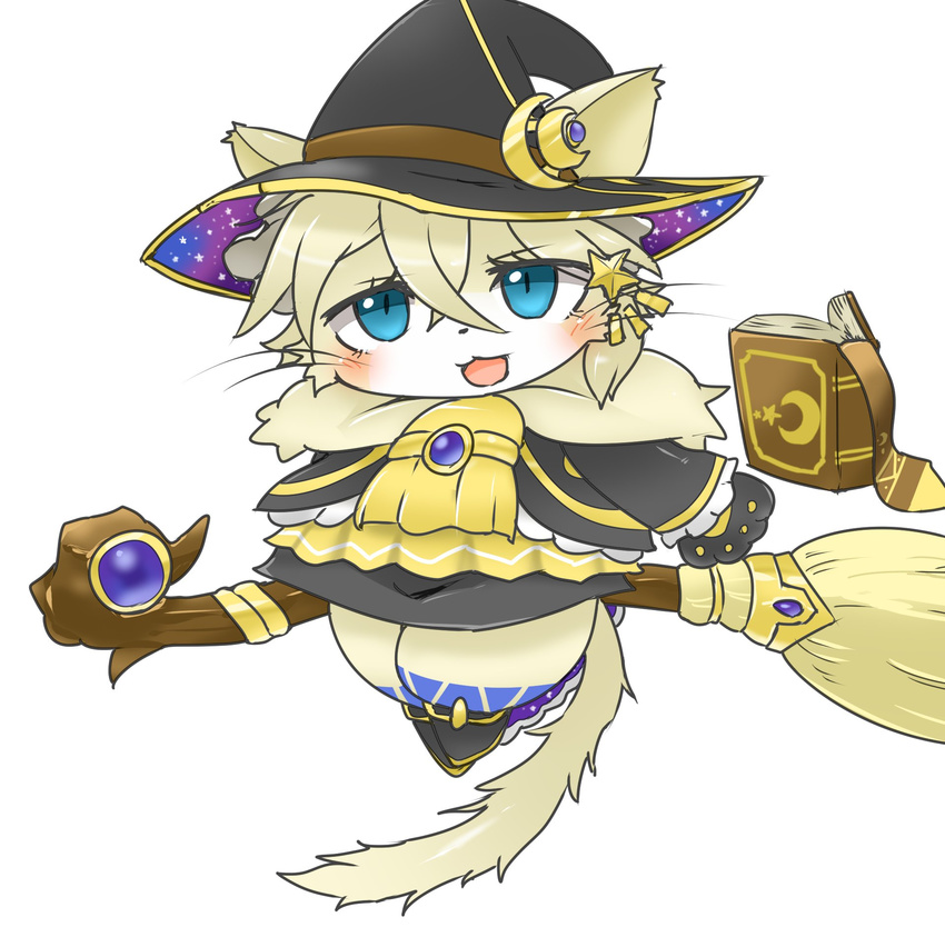 artist_request blonde_hair blue_eyes cat cat_busters furry open_mouth short_hair witch_hat