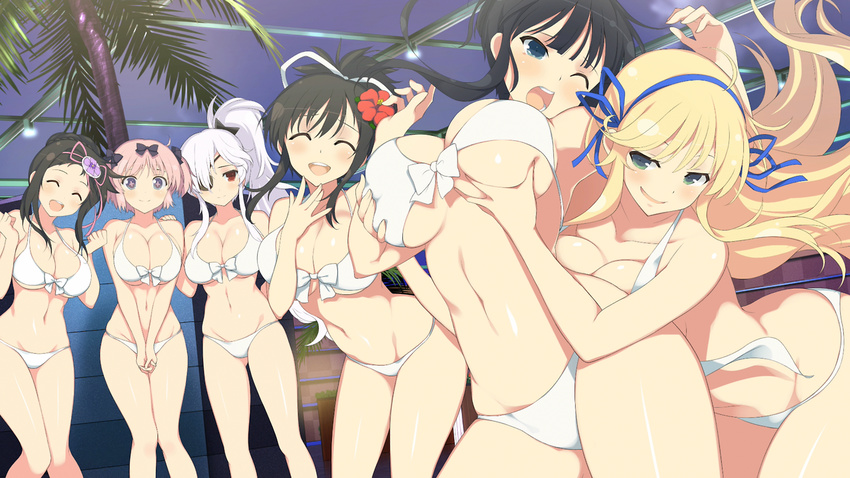 6girls asuka_(senran_kagura) ayame_(senran_kagura) bikini breasts ikaruga_(senran_kagura) katsuragi_(senran_kagura) large_breasts multiple_girls senran_kagura senran_kagura_peach_beach_splash yagyuu_(senran_kagura)