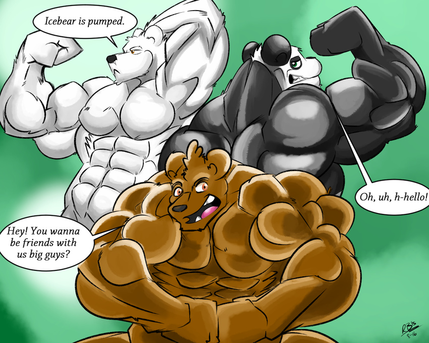 abs anthro bear biceps cartoon_network grizzly_(character) grizzly_bear group hyper hyper_muscles ice_bear male mammal muscular panda panda_(character) pecs polar_bear robobio simple_background we_bare_bears