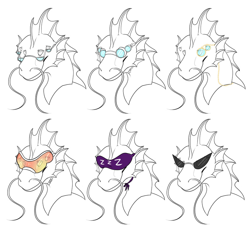 ampdragoness bust_(disambiguation) dragon dragonstache eyewear fin glasses goggles head_fin looking_at_viewer monocle quas_naart solo_focus sunglasses