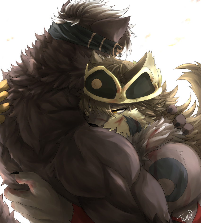 2017 abs anthro biceps big_muscles canine digital_media_(artwork) fur horkeukamui male mammal muscular muscular_male tach8 temujin tokyo_afterschool_summoners wolf