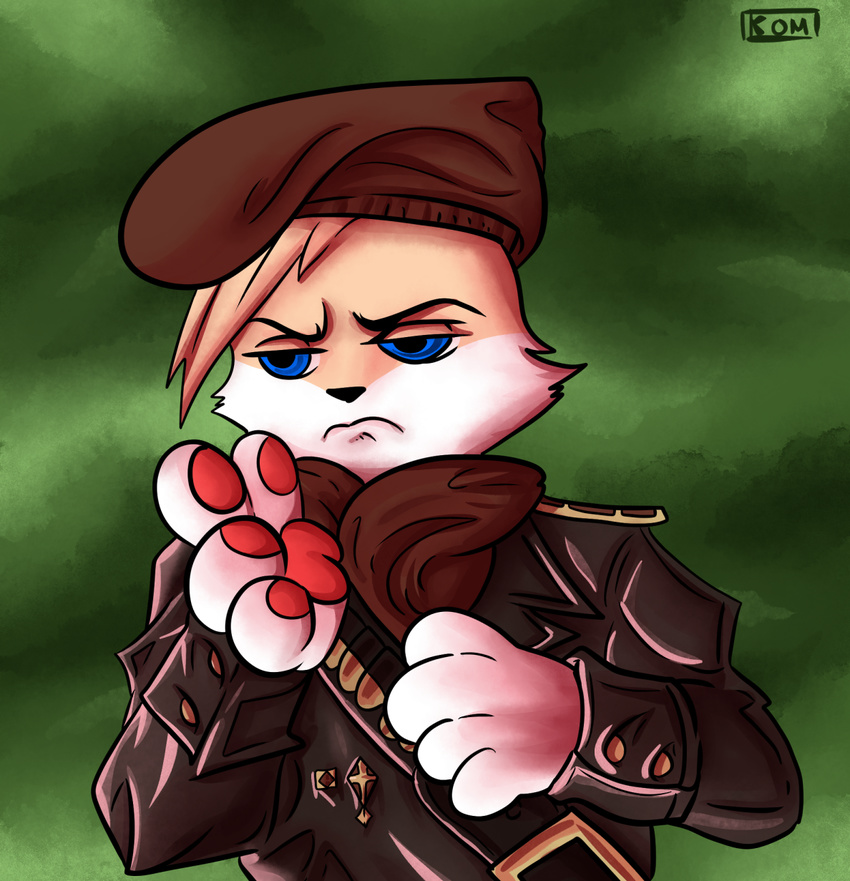 beret cat clothed clothing cosplay feline fur hair hat kemono konami male mammal metal_gear mgs military punishedkom revolver_ocelot scarf simple_background video_games