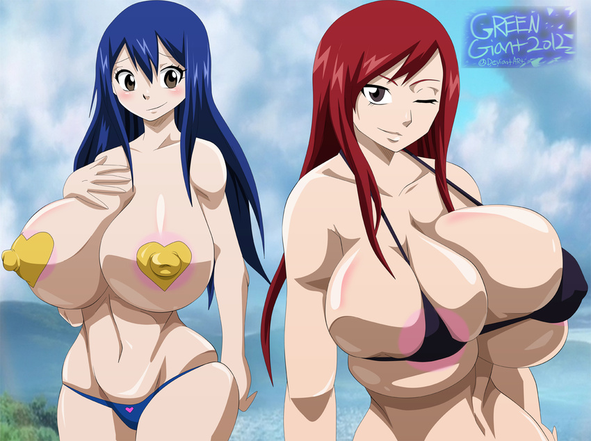 bikini erza_scarlet fairy_tail greengiant2012 tagme wendy_marvell