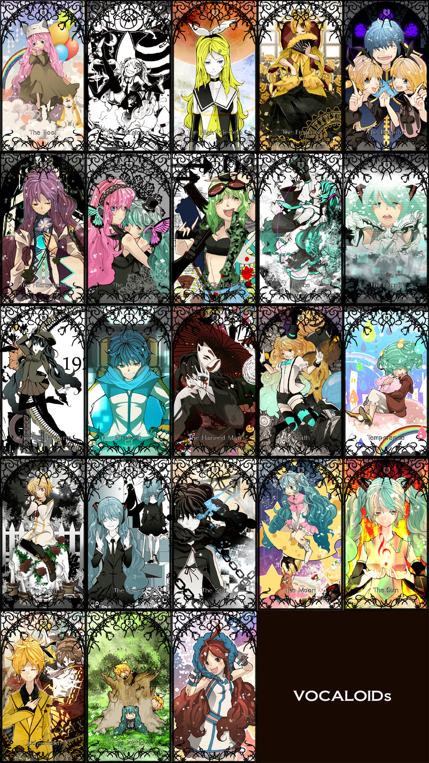 3boys 6+girls :3 :d :p ^_^ ahoge aku_no_musume_(vocaloid) alternate_hairstyle ame_nochi_sweet_drops_(vocaloid) animal animal_hat ankle_boots annotated apple aqua_eyes aqua_hair aqua_nails argyle back balloon bandages bandaid bandeau bangs bat bazooka belt bird black_dress black_gloves black_hair black_legwear black_rock_shooter black_rock_shooter_(character) blonde_hair blood bloomers blue_eyes blue_hair blush body_blush bokura_no_16bit_warz_(vocaloid) boots bow bowtie bridget00747 bug building bullet bunny burning_eye bush butterfly butterfly_wings buttons cable cake camouflage cape card_(medium) carmina_machina_(vocaloid) cat_hat chain chair checkered child choker closed_eyes cloud covering_face cream crescent_moon curly_hair detached_sleeves digital_dissolve directional_arrow dog doughnut dress elbow_gloves eyes fan fangs fence fingerless_gloves fire flower flower_pot food formal fox fox_mask frills front-tie_top fruit full_moon gathers gloves glowing glowing_eyes goggles goggles_on_head gown grass green_hair green_legwear green_nails grin guitar gumi gun hair_bobbles hair_bow hair_ornament hairband hairclip happy hat hatsune_miku hatsune_miku_no_shoushitsu_(vocaloid) head_wings headphones heart highres hikyou_sentai_urotander_(vocaloid) holding_hands hood hooded_jacket house hug huge_weapon insect instrument interlocked_fingers jack-o'-lantern jacket japanese_clothes kagamine_len kagamine_rin kaito kamui_gakupo kasou_kyoku_(vocaloid) kimono kneeling koi_wa_sensou_(vocaloid) kouya_to_mori_to_mahou_no_uta_(vocaloid) kyoufu_garden_(vocaloid) leaf lips long_hair looking_back lots_of_laugh_(vocaloid) magnet_(vocaloid) mask megaphone megurine_luka megurine_luka_(toeto) meiko midriff mini_hat mini_top_hat moon mrs.pumpkin_no_kokkei_na_yume_(vocaloid) multiple_boys multiple_girls multiple_persona musunde_hiraite_rasetsu_to_mukuro_(vocaloid) nail_polish necktie night no_eyes obi object_hug open_mouth orange_hair oriental_umbrella pale_skin pantyhose parasol partially_colored peaked_cap petenshi_ga_warau_koro_ni_(vocaloid) pink_hair plant profile pumpkin purple_hair radioactive rain rainbow red_eyes red_hair red_moon rose roshin_yuukai_(vocaloid) sad sailor_collar sailor_dress salute sash scarf screaming sf-a2_miki shiba_inu short_hair short_twintails shorts shy sitting skirt sky sleeves_rolled_up smile smiley_face socks songover stairs star strapless striped striped_legwear stuffed_animal stuffed_toy suit sunlight suspenders sweatdrop sweets swing sword tarot tarot_set teardrop tears thigh_boots thighhighs toeto_(vocaloid) tongue tongue_out top_hat tower_of_sunz_(vocaloid) tree tubetop twintails umbrella underwear very_long_hair vocaloid water_drop weapon white_skin wind window wings worms wrist_cuffs yami_no_ou_(vocaloid) yellow_eyes yellow_flower yellow_rose younger yukata zipper