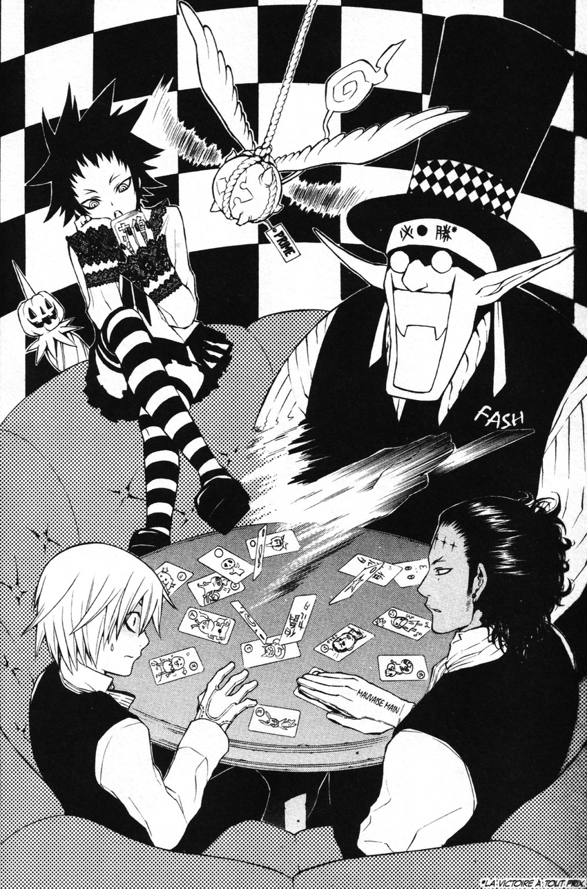 allen_walker d.gray-man hoshino_katsura millenium_earl monochrome road_kamelot thigh-highs timcanpy tyki_mikk