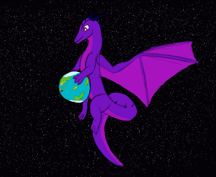 dragon female macro nystemy_(artist) planet scalie solo space western_dragon wings