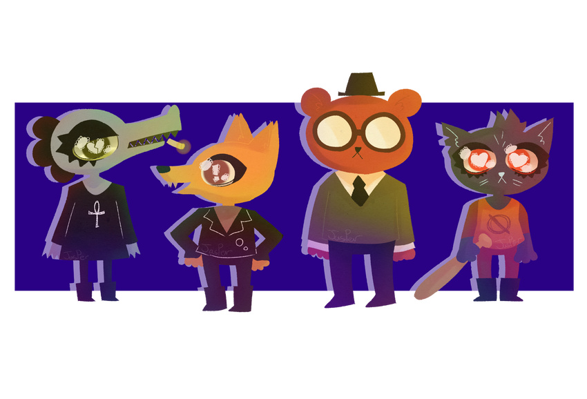 alligator angus_(nitw) baseball_bat bea_(nitw) bear canine cat crocodilian feline fox gregg_(nitw) mae_(nitw) mammal necroplanter night_in_the_woods reptile scalie