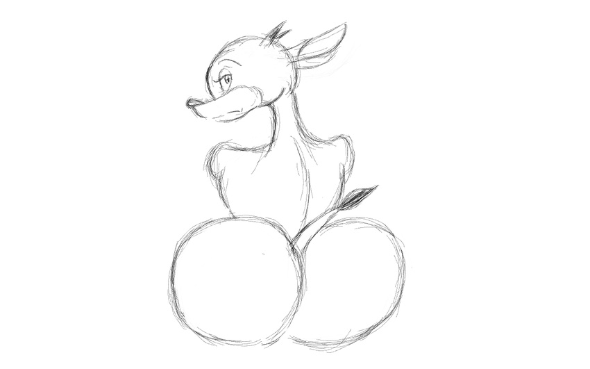 antelope big_but bubble_butt butt butt_shot female gazelle king_of_fools looking_back mammal nude pencil_(artwork) rear_view simple_background solo tail_tuft traditional_media_(artwork) tuft