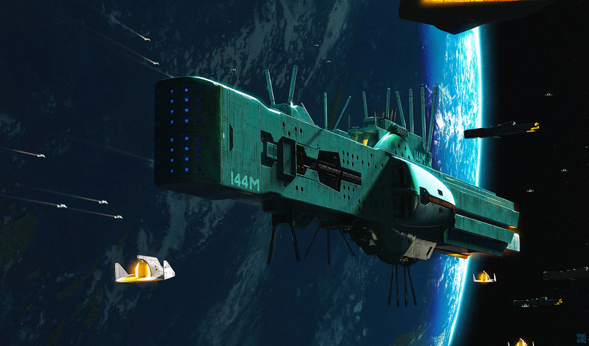 battleship ginga_eiyuu_densetsu hideyoshi_ruwwe hyperion_(gin'eiden) no_humans space spaceship tagme