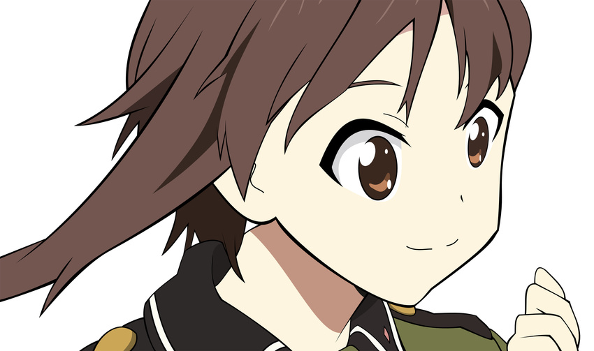 brown_eyes brown_hair military_uniform short_hair smile sora_no_woto sorami_kanata vector