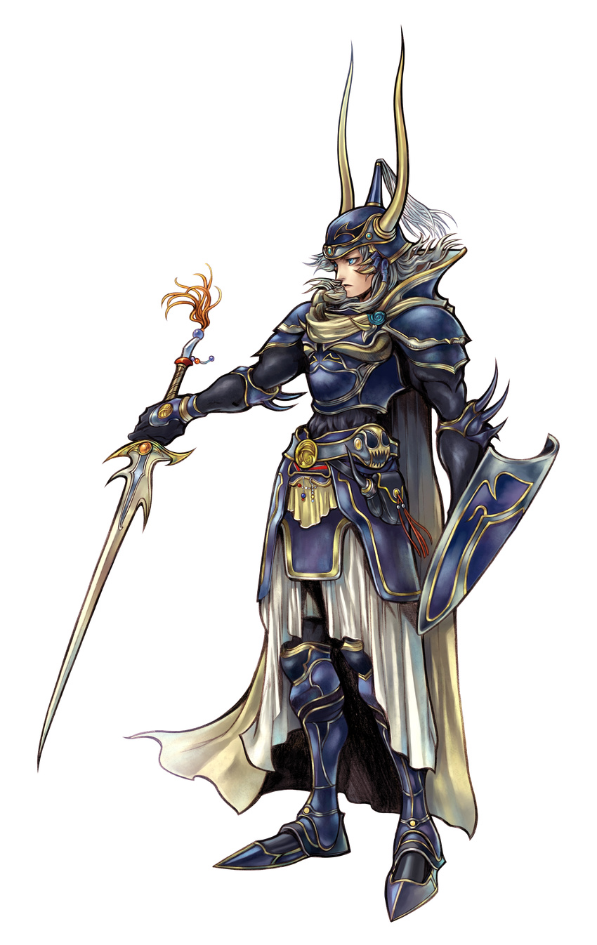 armor dissidia_final_fantasy extraction final_fantasy final_fantasy_i horns male nomura_tetsuya shield sword warrior_of_light