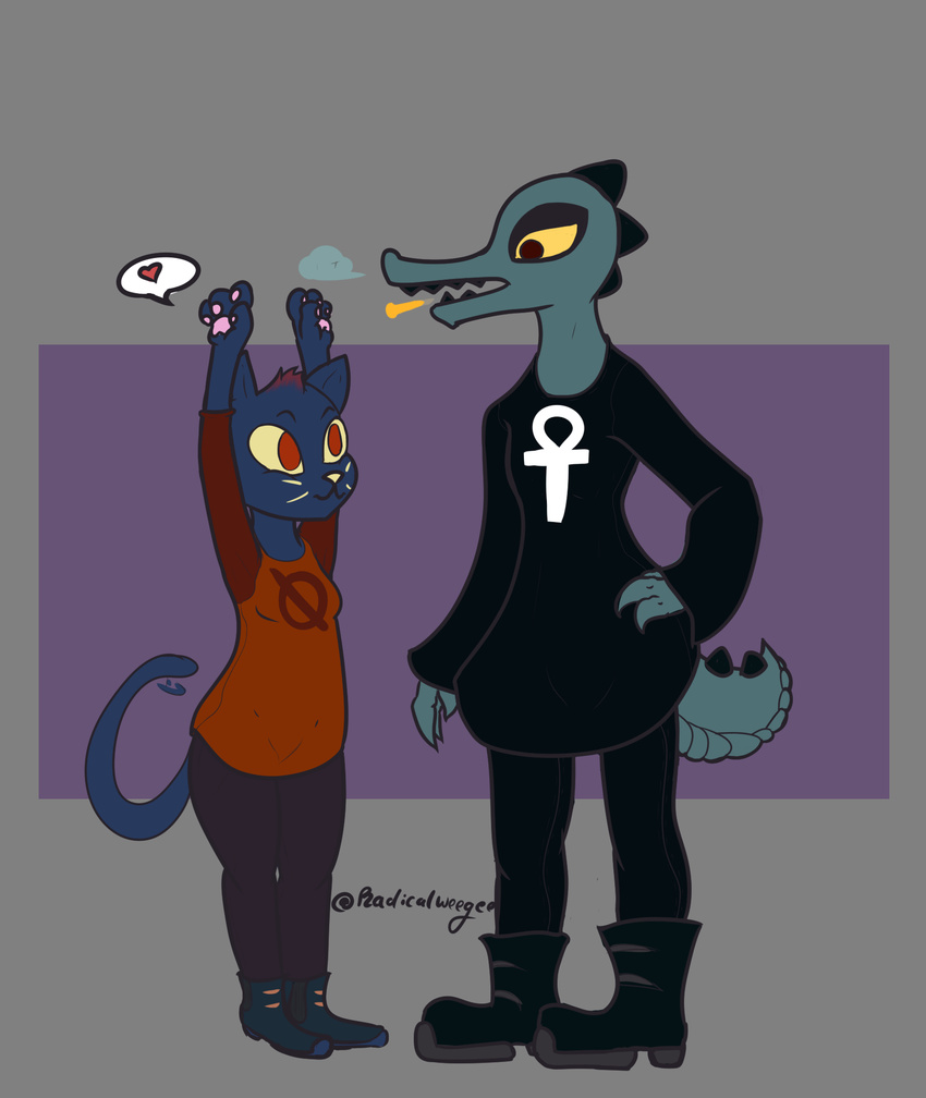 alligator bea_(nitw) bea_santello cat crocodilian feline mae_(nitw) mammal night_in_the_woods nitw radicalweegee reptile scalie