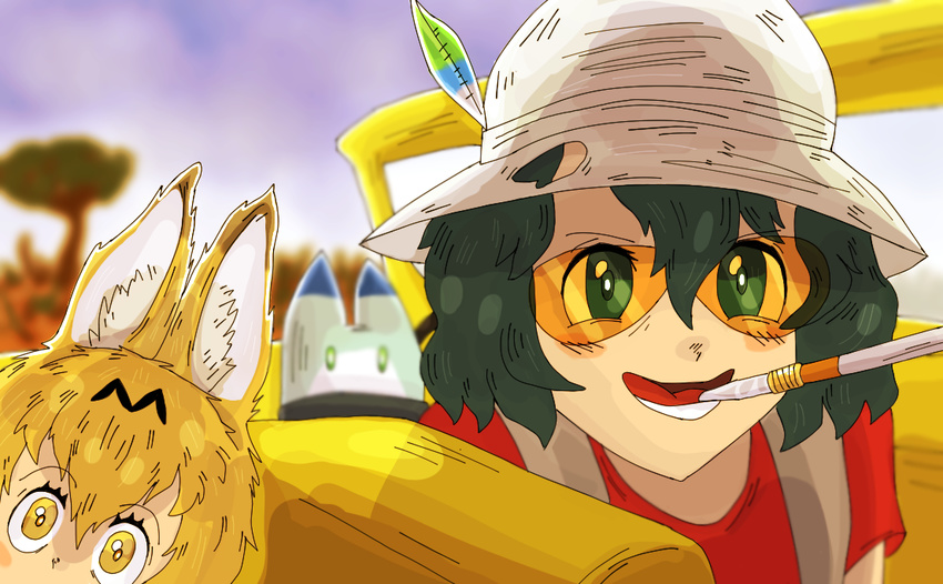 fear_and_loathing_in_las_vegas kaban kemono_friends lucky_beast_(kemono_friends) parody serval_(kemono_friends) tagme