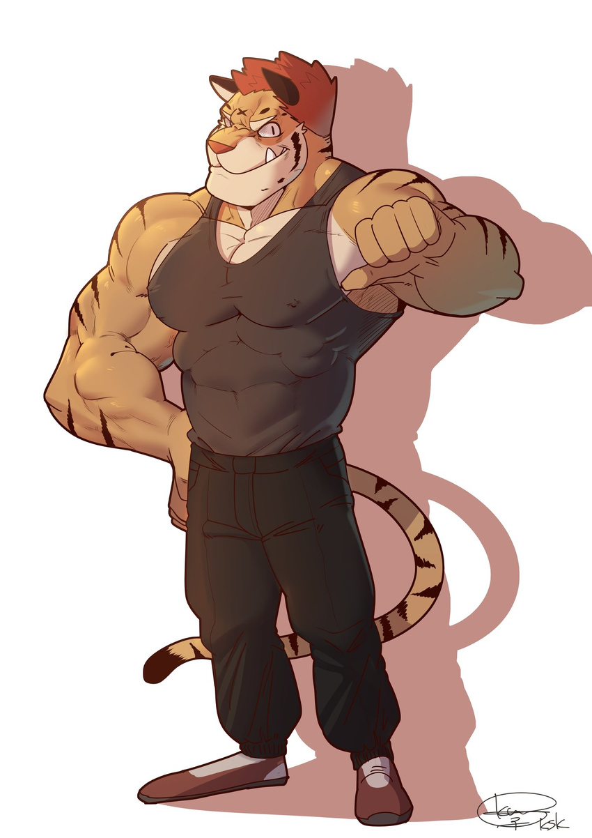 abs anthro big_muscles feline fur husky_(artist) koreanhusky male mammal muscular muscular_male pecs tiger
