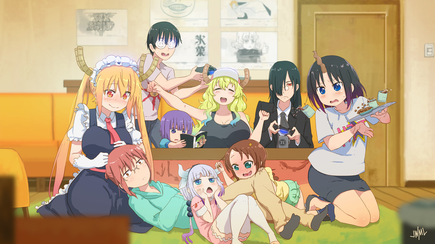 6+girls abe_takakazu absurdres ankle_socks bakemonogatari barefoot black_hair blue_eyes blush bohegao breasts brown_eyes brown_hair buck_teeth chestnut_mouth cleavage closed_eyes coke-bottle_glasses dark_souls demi-chan_wa_kataritai dragon_girl dragon_horns elma_(maidragon) emil_(nier) fafnir_(maidragon) food full-face_blush funhaus glasses hachikuji_mayoi hair_over_one_eye hands_on_own_cheeks hands_on_own_face highres horns hyouka justin_leyva_(steamy_tomato) k-on! kanna_kamui kobayashi-san_chi_no_maidragon kobayashi_(maidragon) kotatsu kuso_miso_technique lap_pillow large_breasts magatsuchi_shouta maid making_of monogatari_(series) multiple_boys multiple_girls nier_(series) one-punch_man open_mouth purple_hair quetzalcoatl_(maidragon) red_eyes saikawa_riko senjougahara_hitagi sex_swing skirt smile solaire_of_astora souls_(from_software) table takanashi_hikari takiya_makoto tatsumaki thighhighs toeless_legwear tooru_(maidragon) wavy_mouth yuri