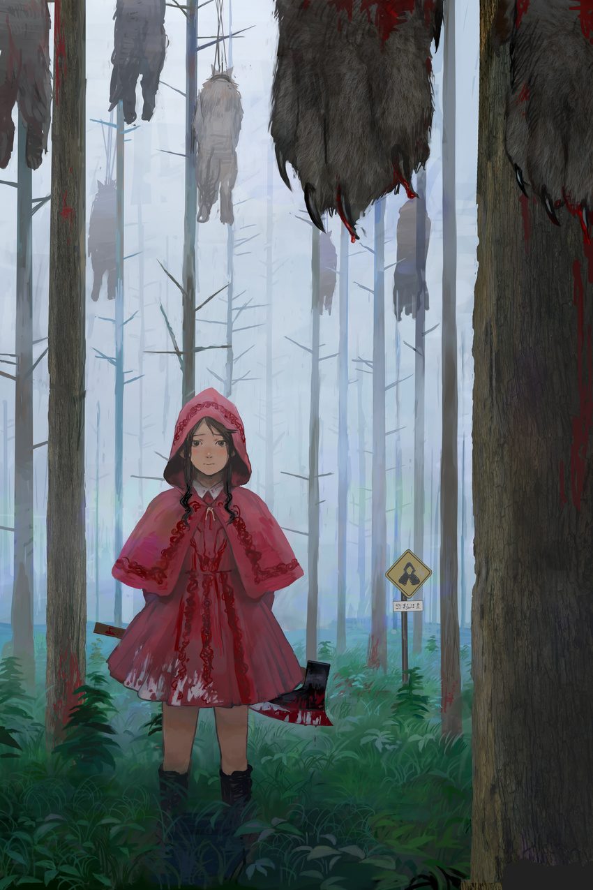 blood little_red_riding_hood_(character) red_riding_hood tomiya7112 weapon