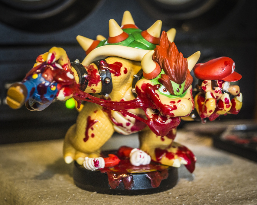 blood bloody_clothes bowser death disembodied_arm disembodied_head figure full_body hat mario mario_(series) photo shell
