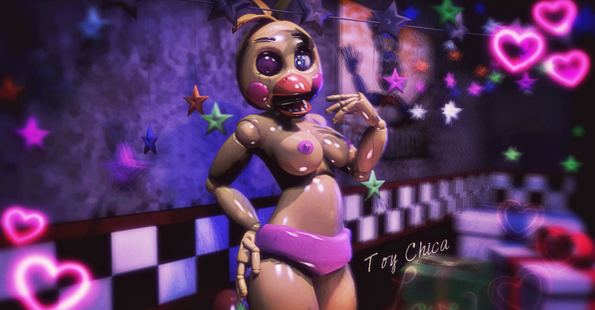 &lt;3 animatronic breasts chica five_nights_at_freddy's five_nights_at_freddy's_2 invalid_color love machine nipples pink_nipples robot source_flimmaker toy_chica_(fnaf) video_games