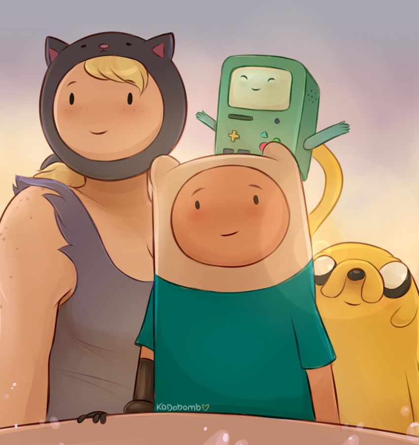 adventure_time bear_hat bmo boat canine cartoon_network cute dog female finn_the_human game_(disambiguation) happy human jake_the_dog kodabomb larger_female machine magic male mammal robot robot_arm robotic_limb size_difference smaller_male smile susan_strong vehicle